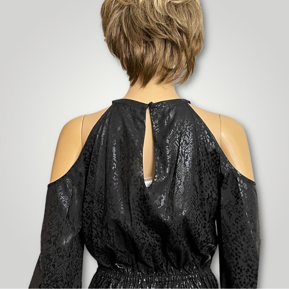 Michael Michael Kors Black Reptile Print Cold Shoulder Dress - Picture 8 of 10
